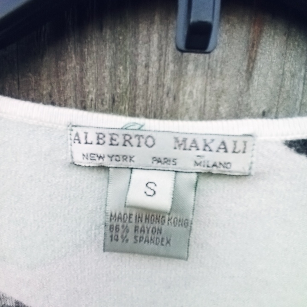 VINTAGE ALBERTO MAKALI BUTTERFLY BEADED SZ S COLORED PATTERN TOP Y2K ROUND NECK - Picture 9 of 9